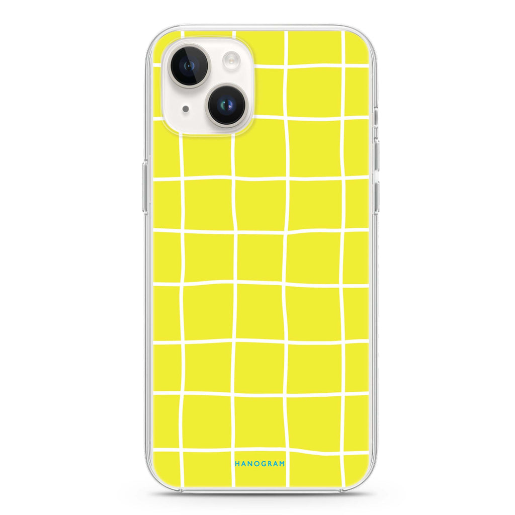 Yellow Checked Pattern iPhone 14 plus 水晶透明保護殼