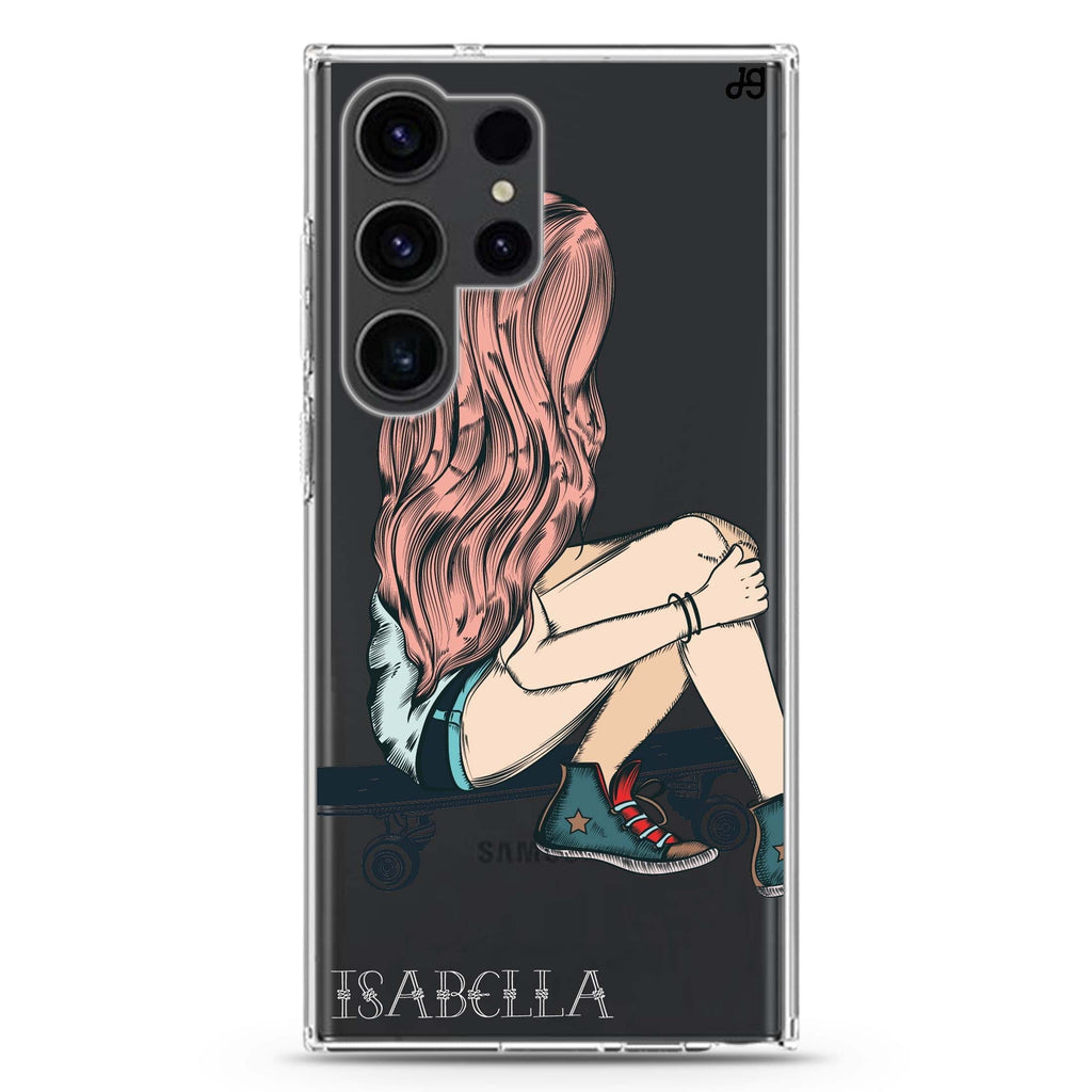 Skater Girl Samsung Galaxy Ultra 可加名字透明保護殼，適用 S26/S25/S24/S23 Ultra，圖1