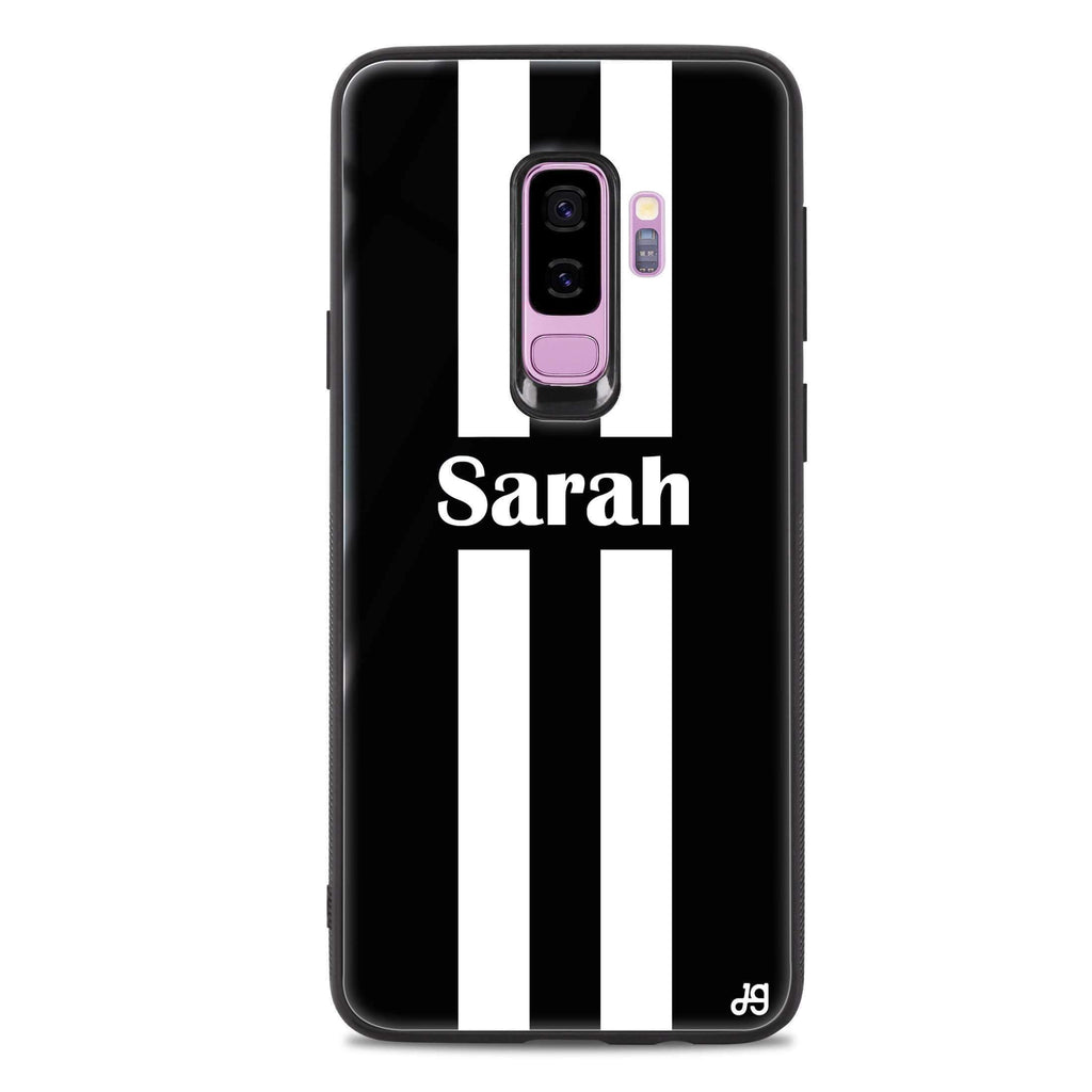 Black and white Stripes Samsung S9 Plus 超薄強化玻璃殻