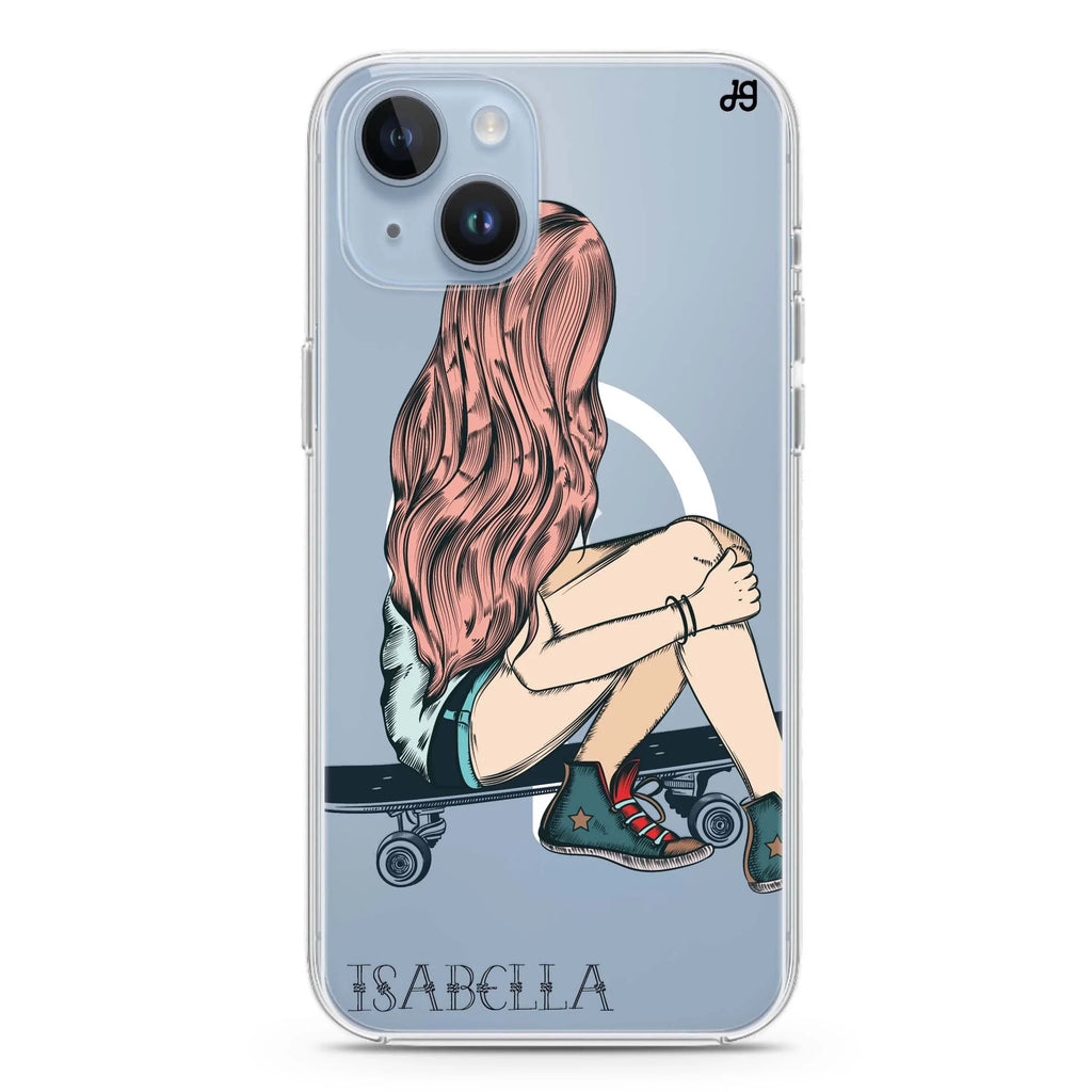 Skater Girl iPhone 14 Magsafe 兼容水晶透明保護殼