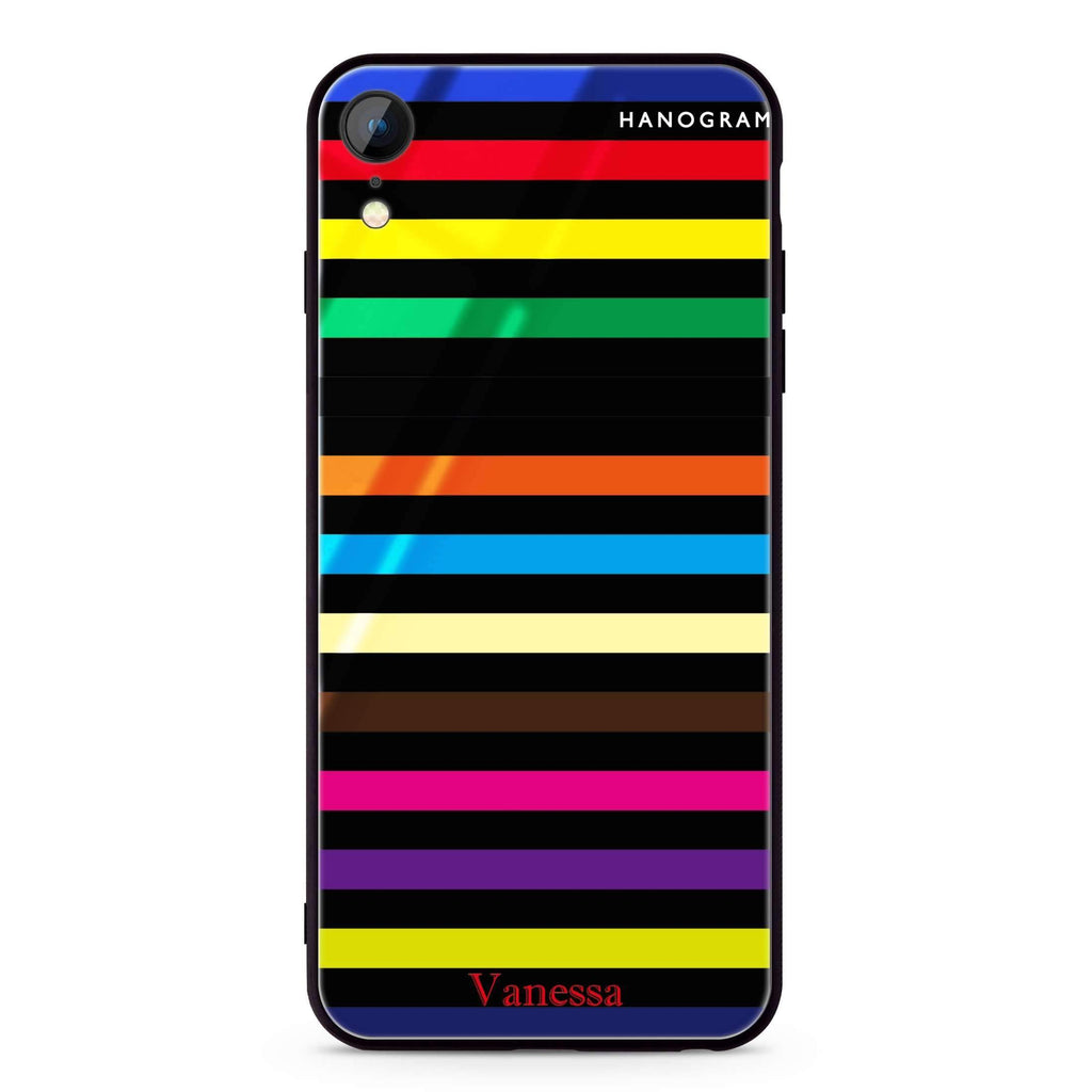 colorful stripe iPhone XR 超薄強化玻璃殻