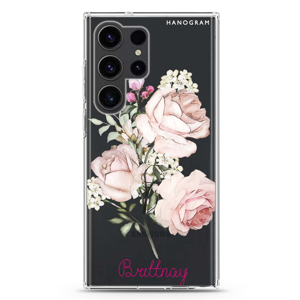 Elegant Rose II Samsung Galaxy Ultra 可加名字透明保護殼，適用 S26/S25/S24/S23 Ultra，圖1