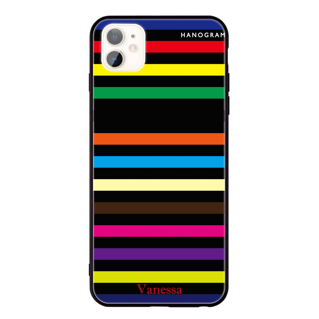 colorful stripe iPhone 11 超薄強化玻璃殻