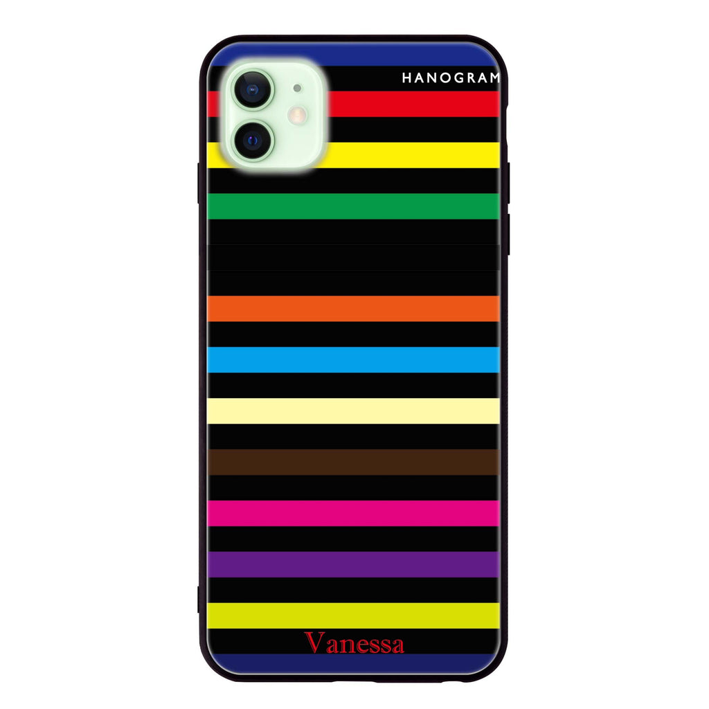 colorful stripe iPhone 12 mini 超薄強化玻璃殻