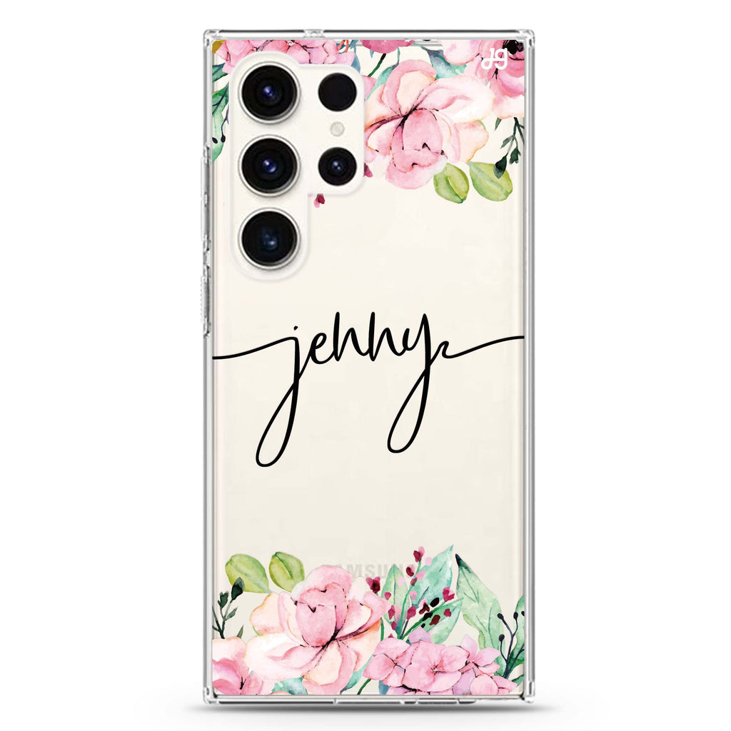 Floral Dream I Samsung Galaxy Ultra 可加名字透明保護殼，適用 S26/S25/S24/S23 Ultra，圖1