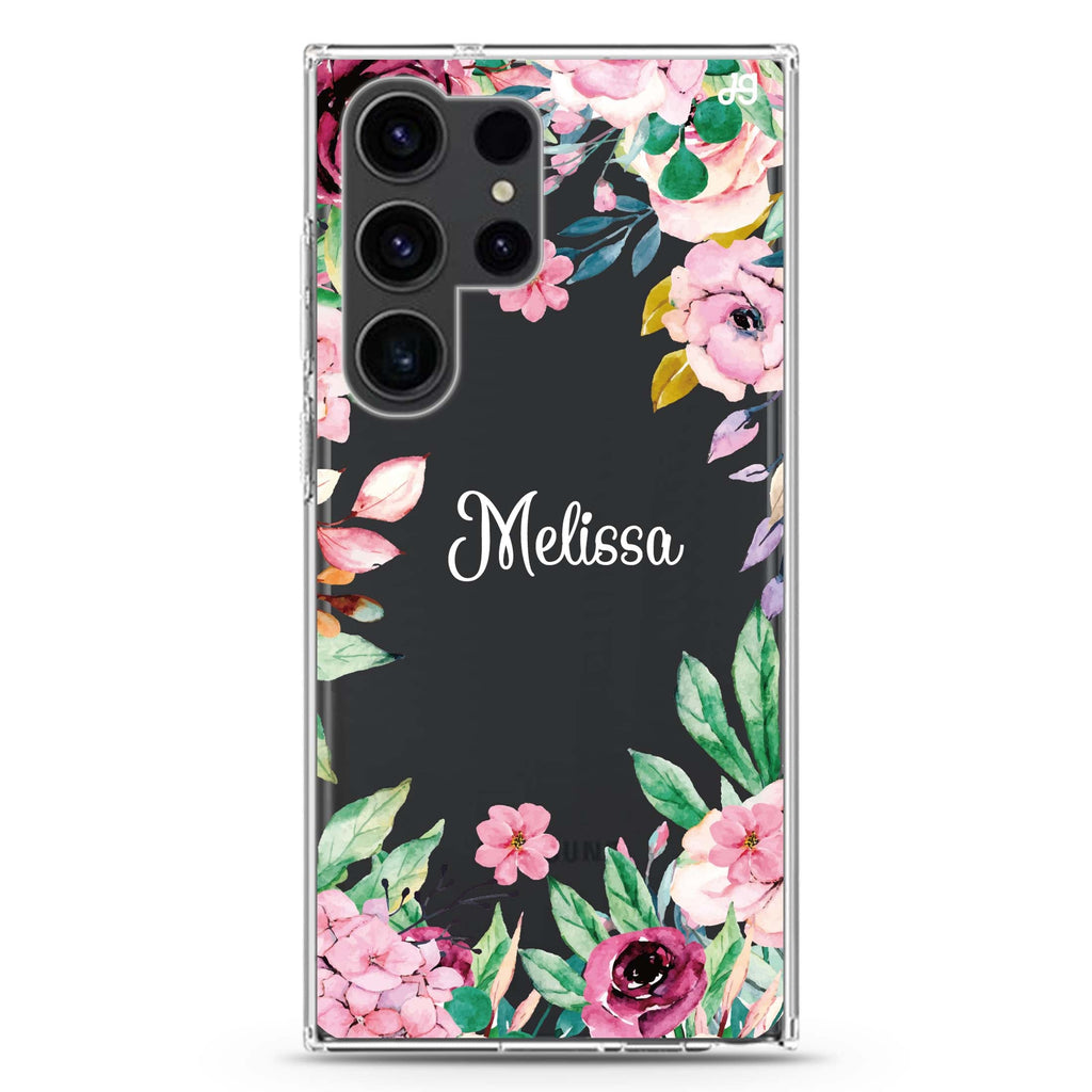 Floral Dream II Samsung Galaxy Ultra 可加名字透明保護殼，適用 S26/S25/S24/S23 Ultra，圖1