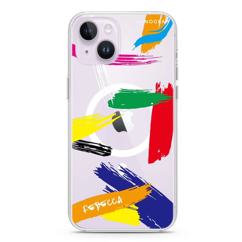 Brush Paint iPhone 14 Magsafe 兼容水晶透明保護殼