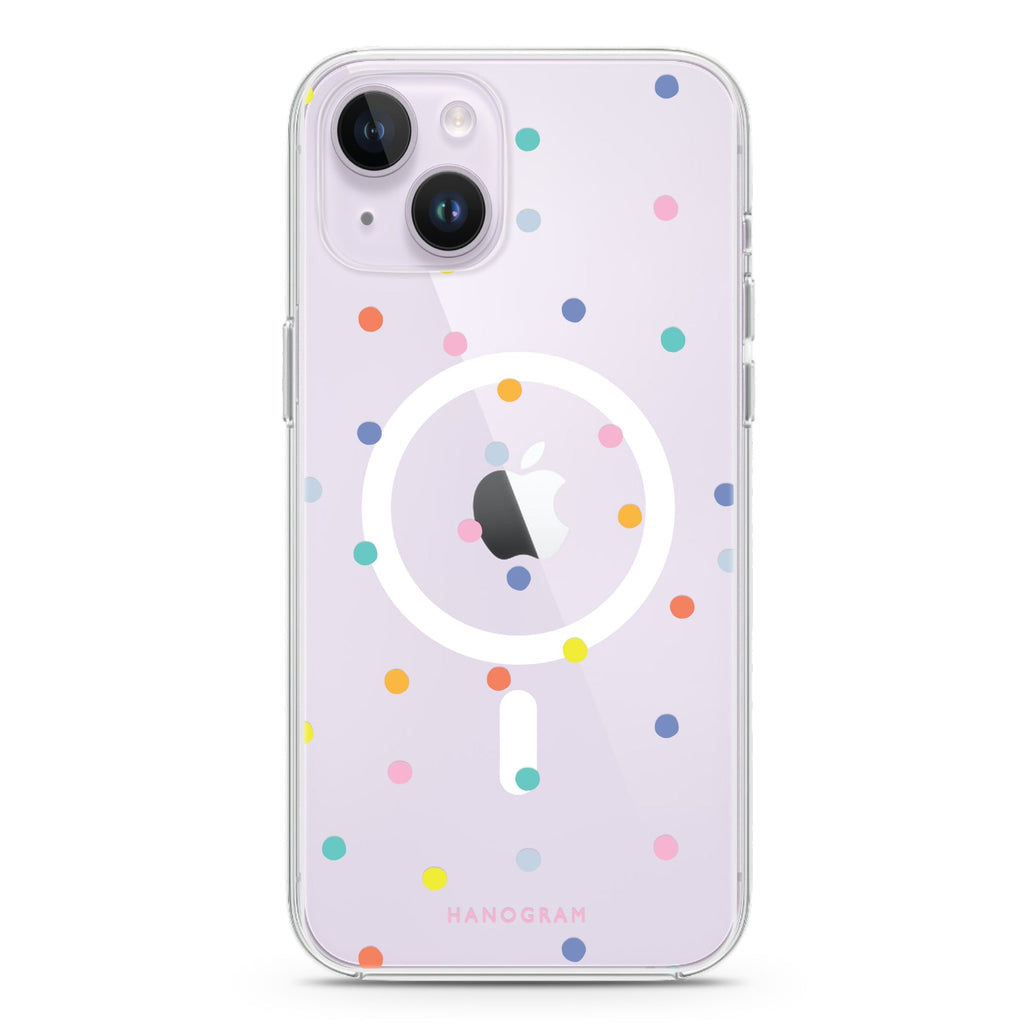 Colourful Dot Pattern iPhone 14 Plus Magsafe 兼容水晶透明保護殼