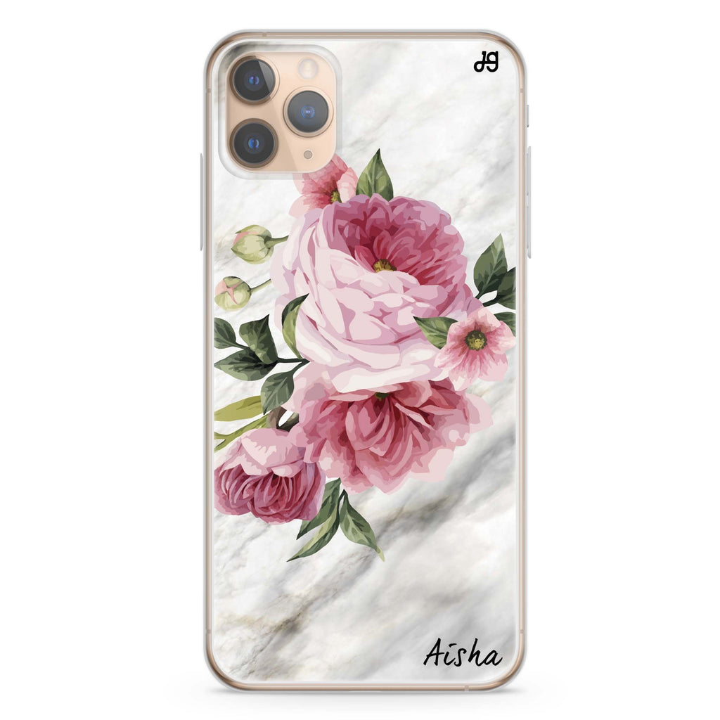 Floral & Marble iPhone 11 Pro Max 水晶透明保護殼