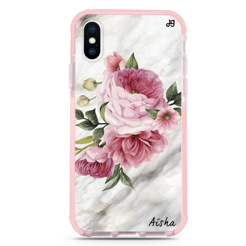 Floral & Marble iPhone XS Max 吸震防摔保護殼