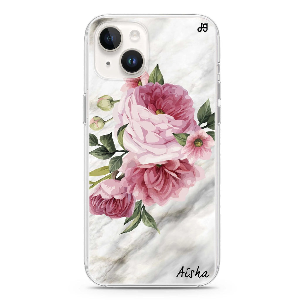 Floral & Marble iPhone 14 plus 水晶透明保護殼