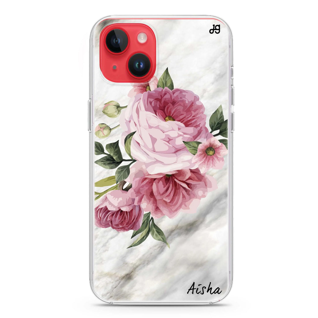 Floral & Marble iPhone 14 Plus Magsafe 兼容水晶透明保護殼