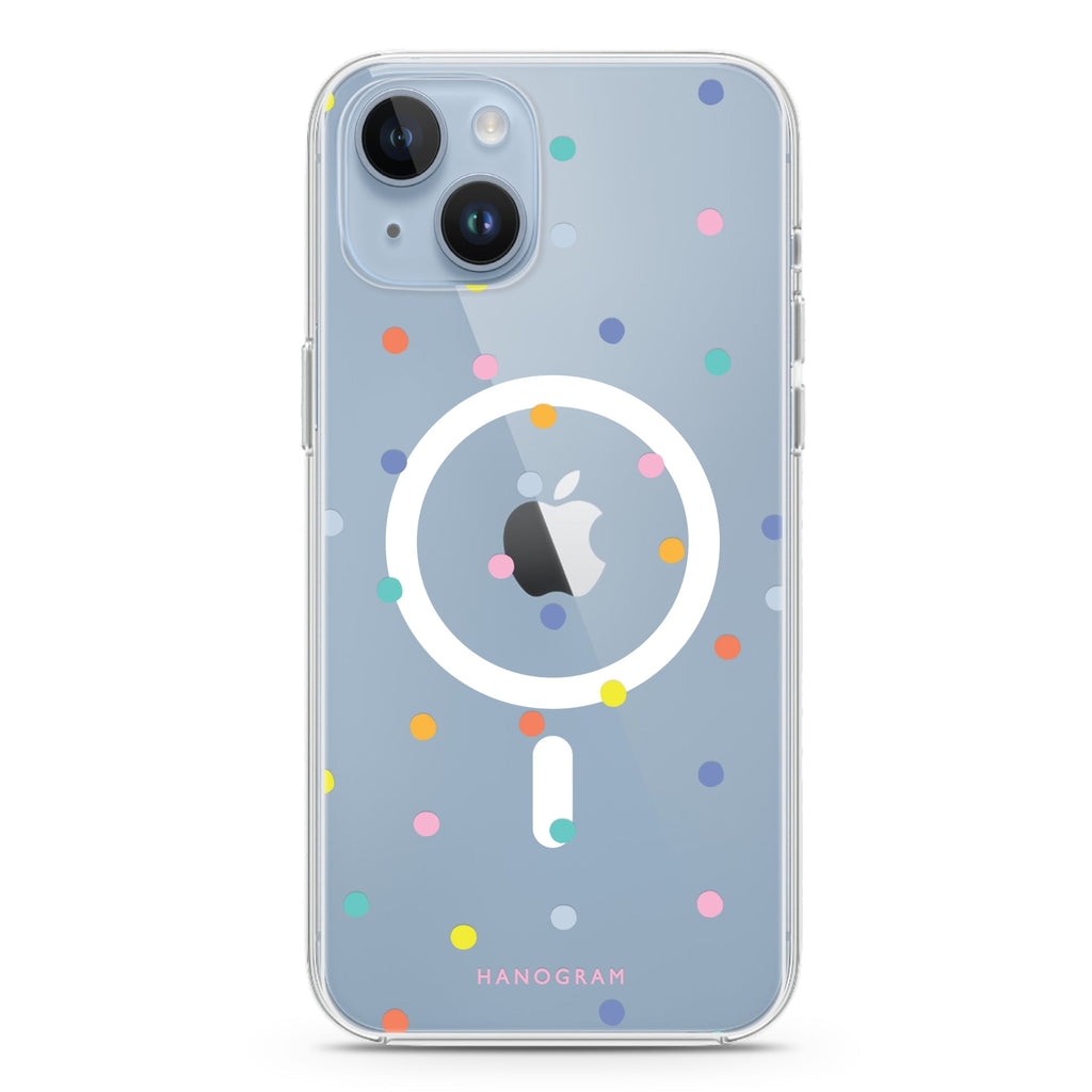 Colourful Dot Pattern iPhone 14 Magsafe 兼容水晶透明保護殼