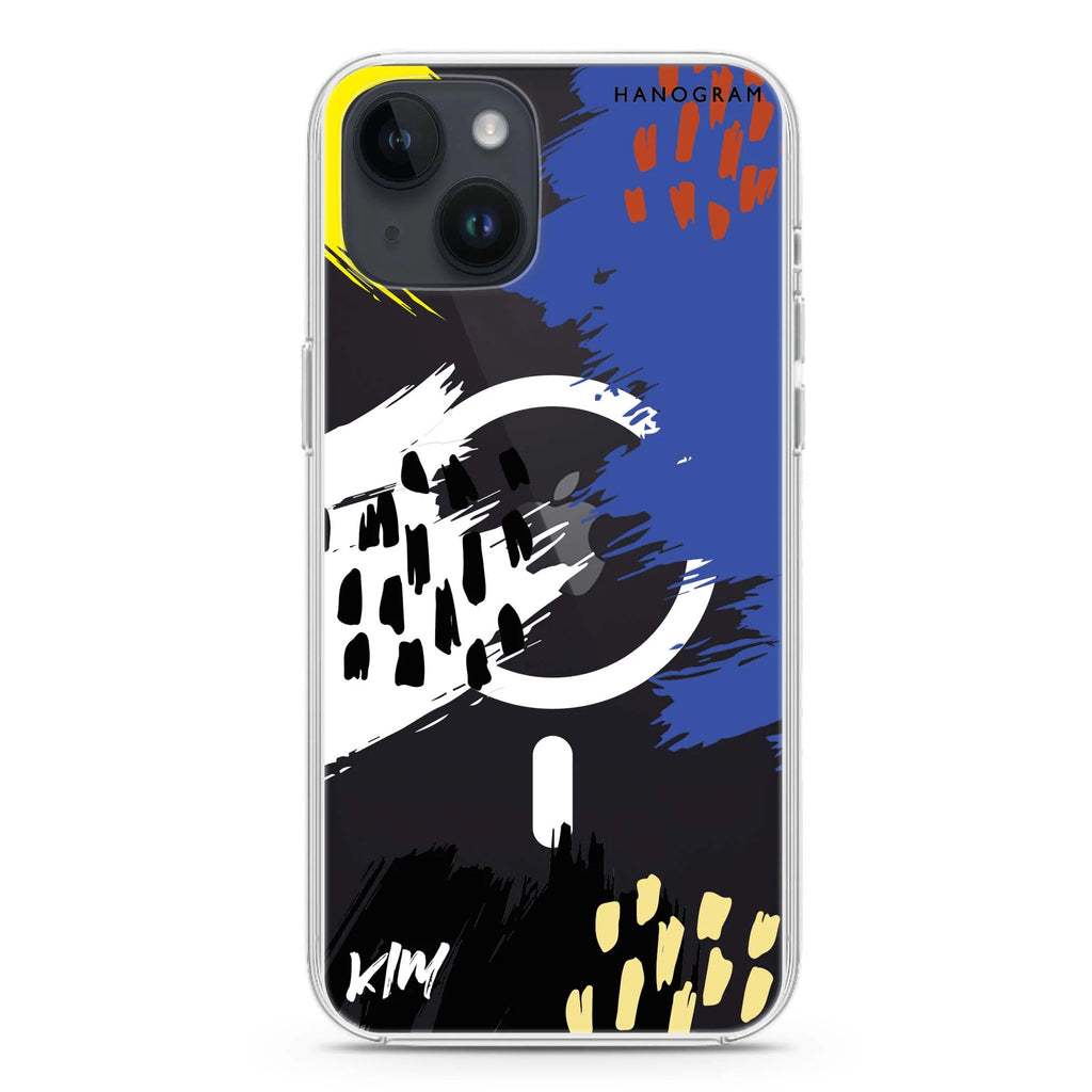 Trendy Abstract I iPhone 14 Plus Magsafe 兼容水晶透明保護殼