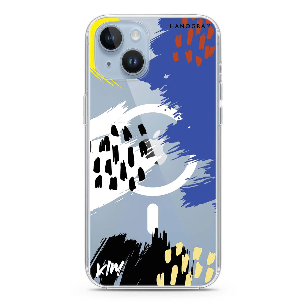 Trendy Abstract I iPhone 14 Magsafe 兼容水晶透明保護殼