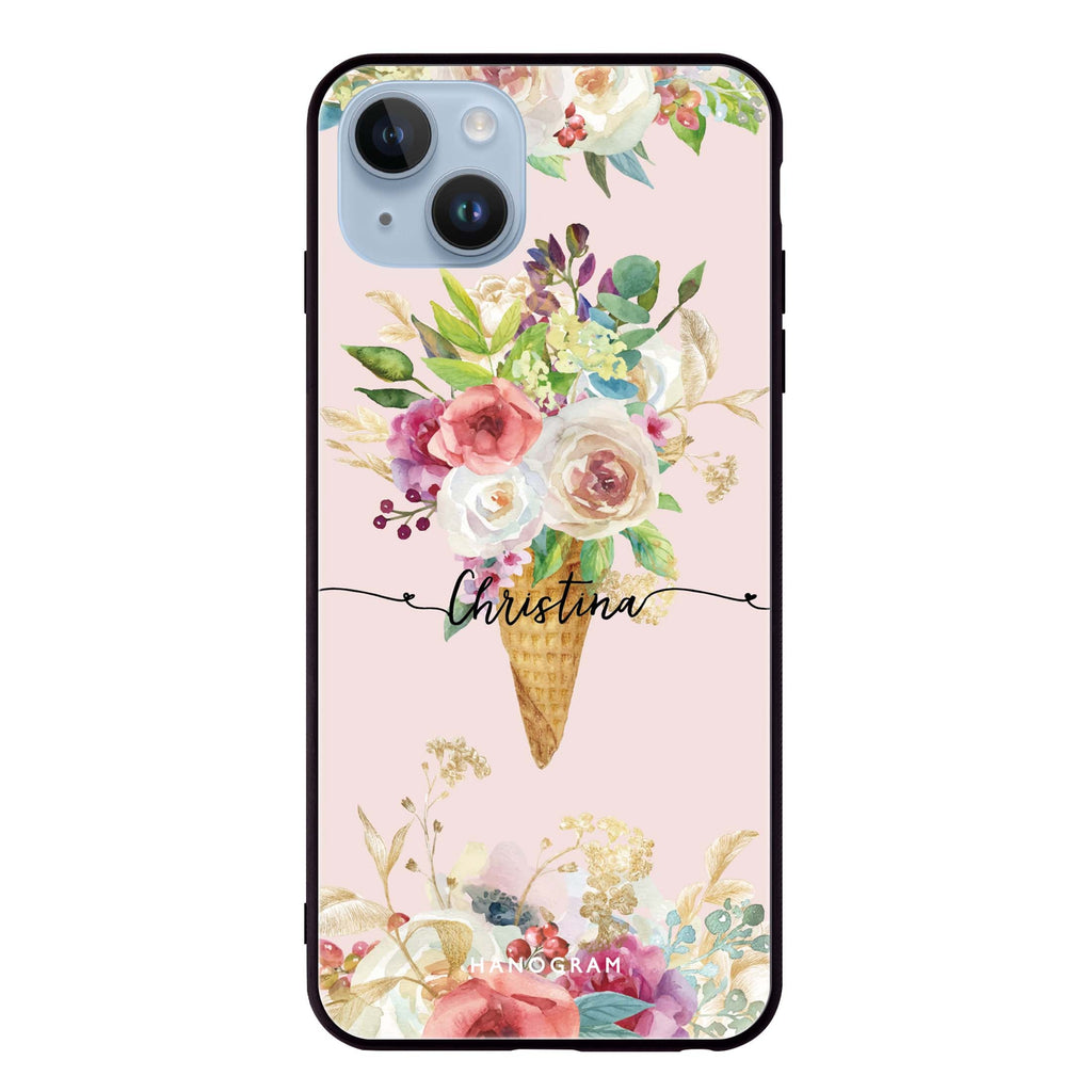 Ice cream floral iPhone 14 超薄強化玻璃殻
