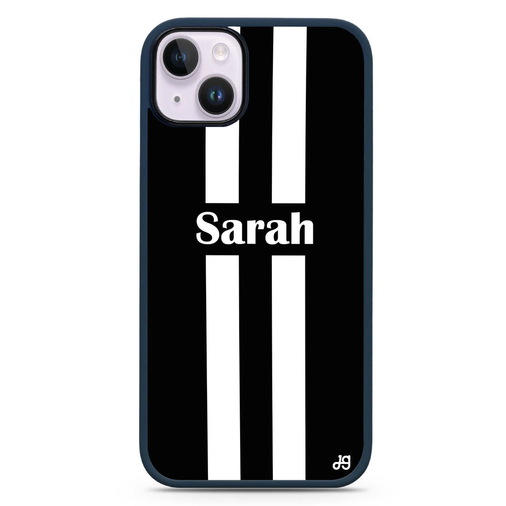 Black and white Stripes iPhone 14 Plus Magsafe 兼容防衝擊保護殼