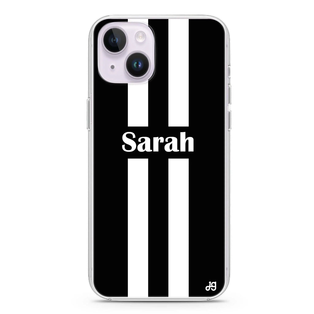 Black and white Stripes iPhone 14 Magsafe 兼容水晶透明保護殼