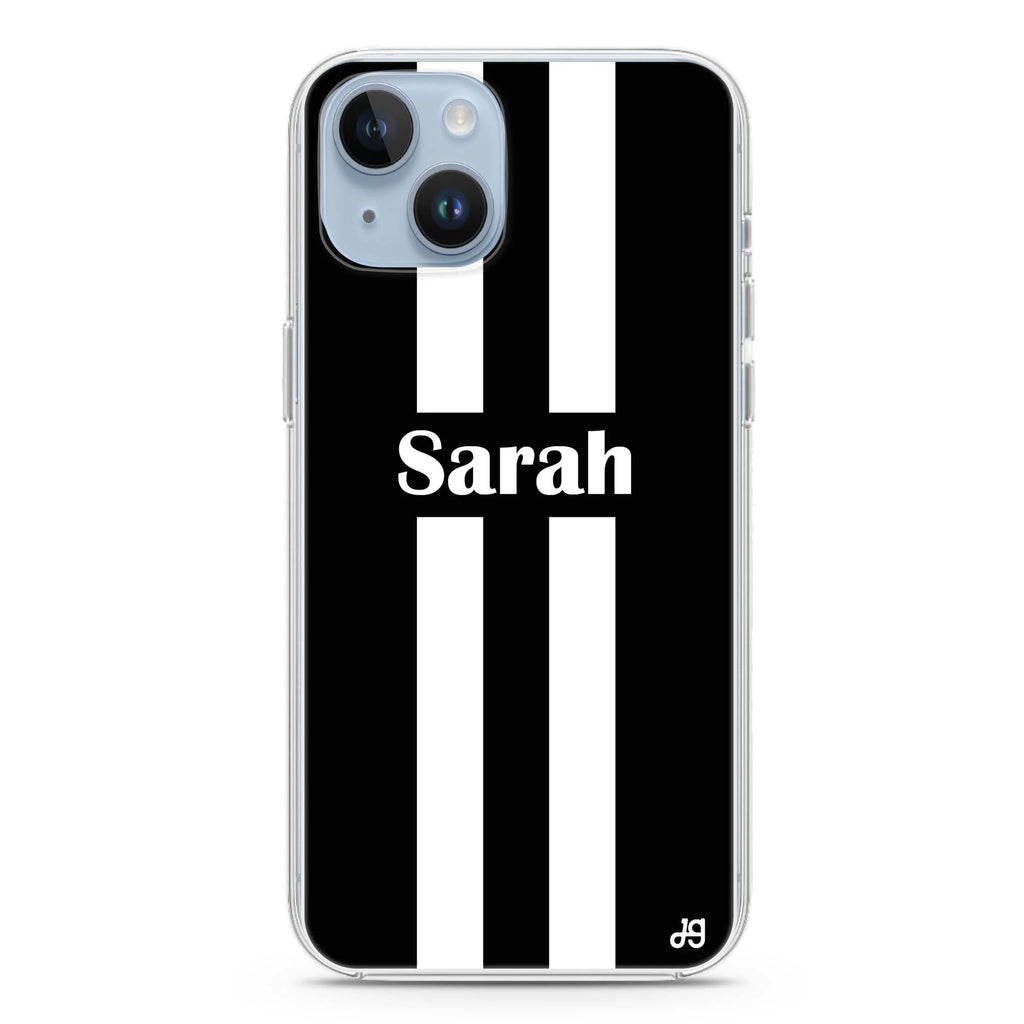 Black and white Stripes iPhone 14 Plus Magsafe 兼容水晶透明保護殼