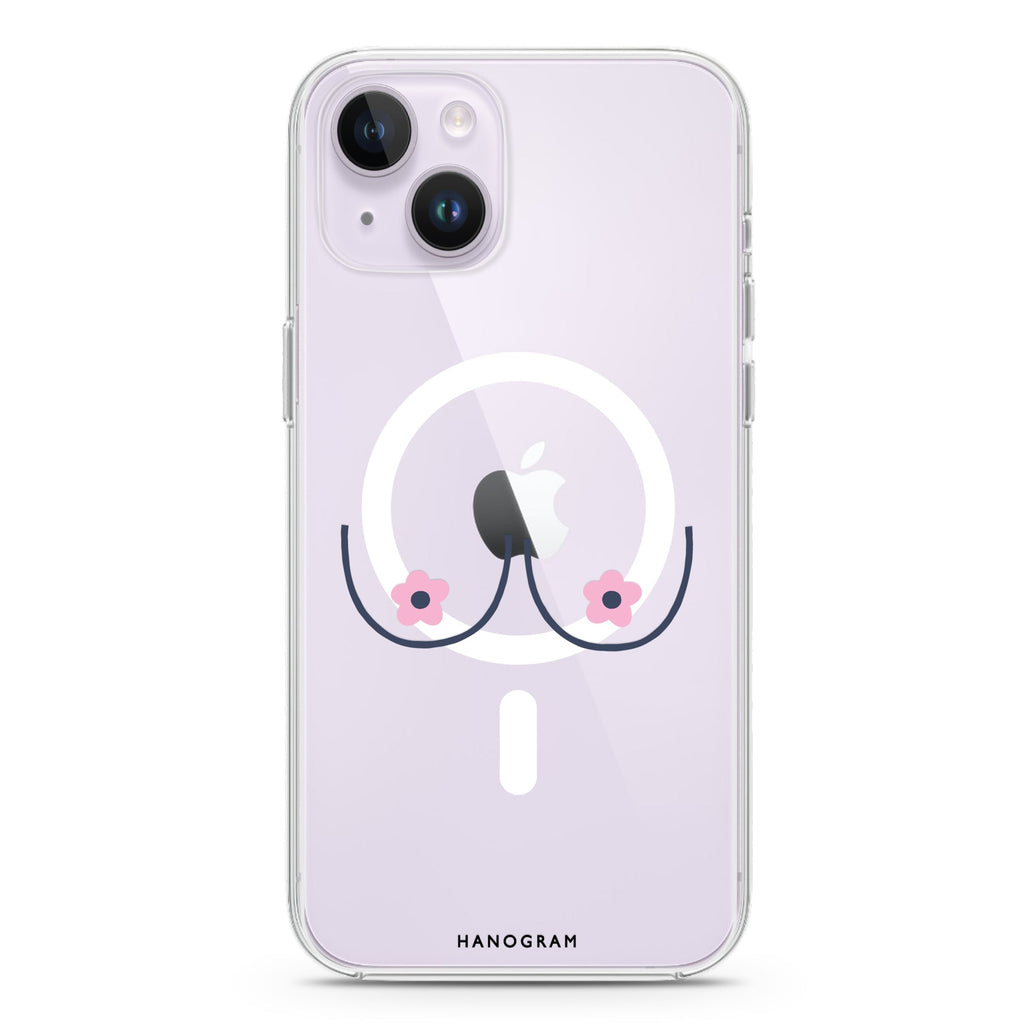 Floral Breast iPhone 14 Plus Magsafe 兼容水晶透明保護殼
