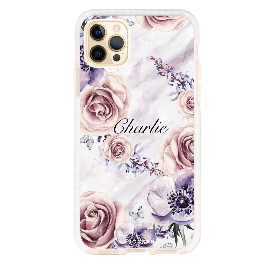 White Marble & Flower iPhone 13 Pro Max 吸震防摔保護殼2.0