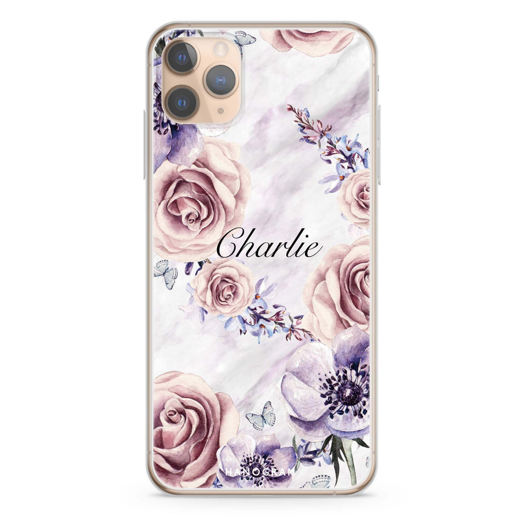 White Marble & Flower iPhone 11 Pro 水晶透明保護殼