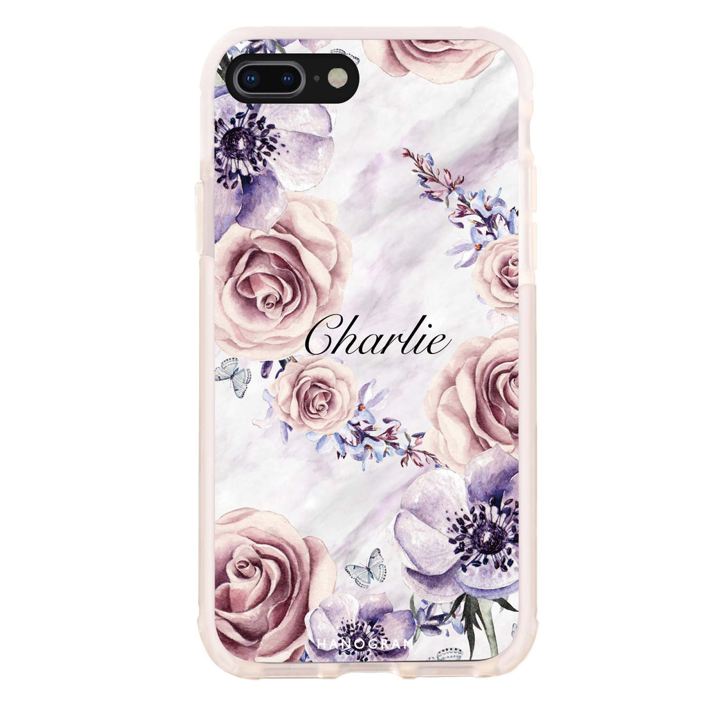 White Marble & Flower iPhone 8 Plus 吸震防摔保護殼