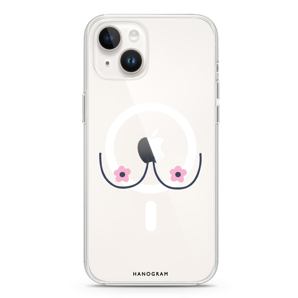 Floral Breast iPhone 14 Magsafe 兼容水晶透明保護殼