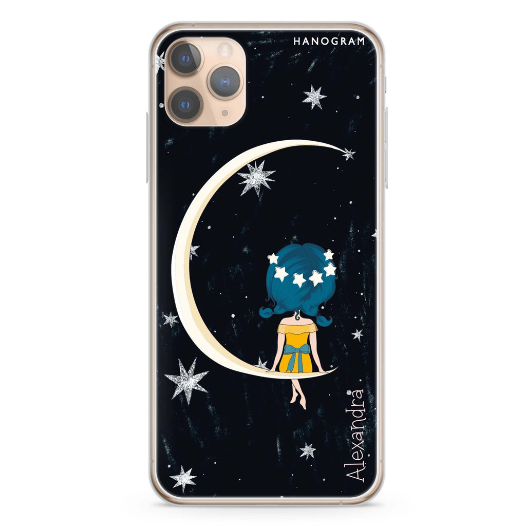 Cute Girl Moon iPhone 11 Pro 水晶透明保護殼