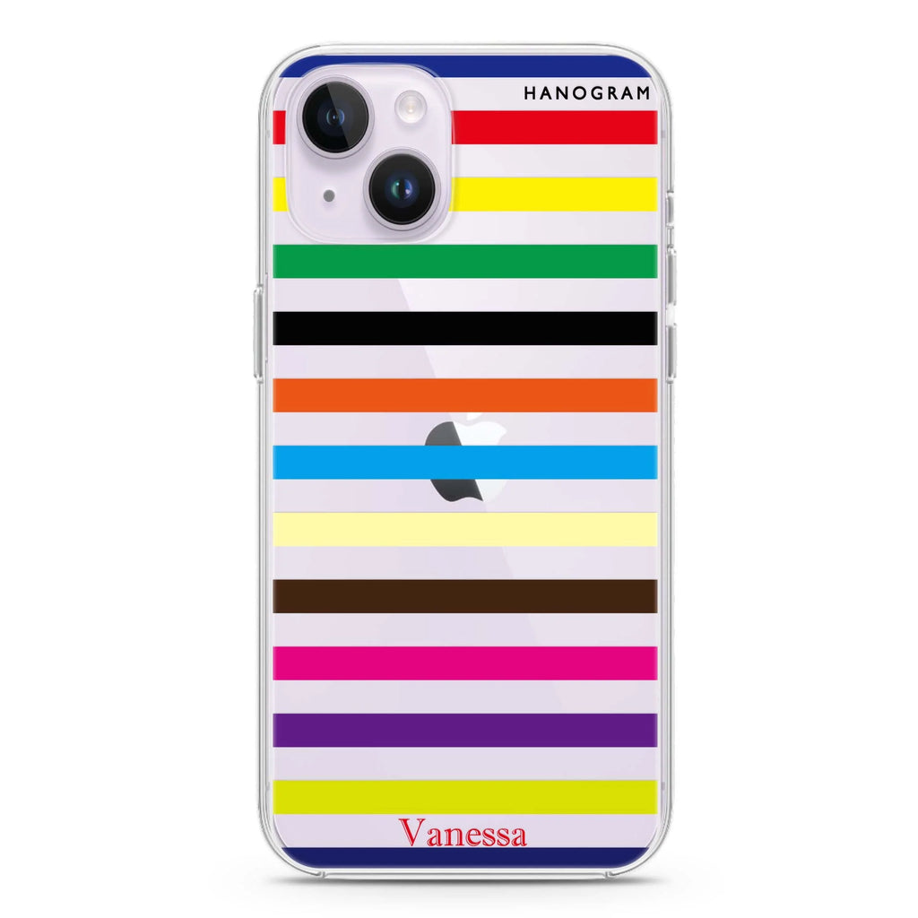 colorful stripe iPhone 14 plus 水晶透明保護殼