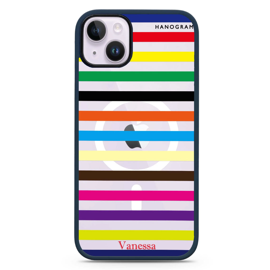 colorful stripe iPhone 14 Plus Magsafe 兼容防衝擊保護殼
