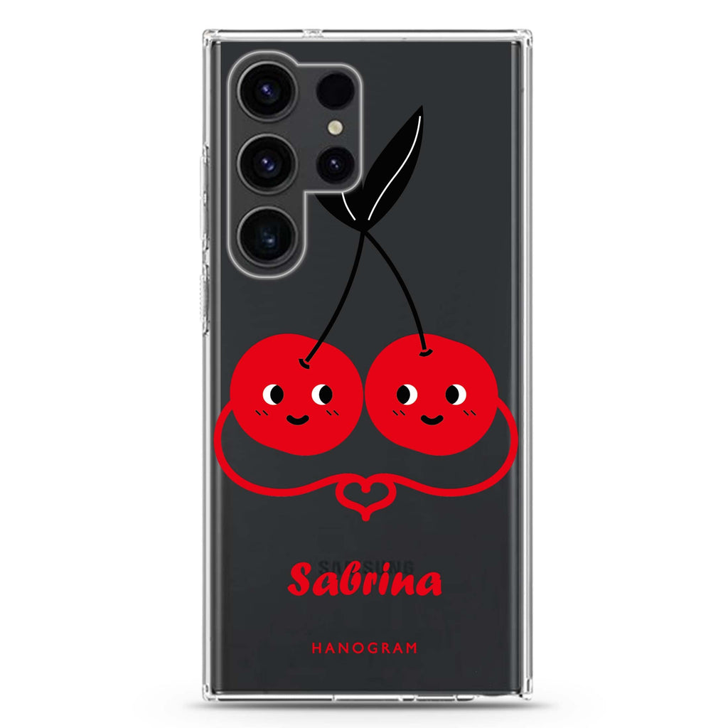 Lovely Cherries I Samsung Galaxy Ultra 可加名字透明保護殼，適用 S26/S25/S24/S23 Ultra，圖1