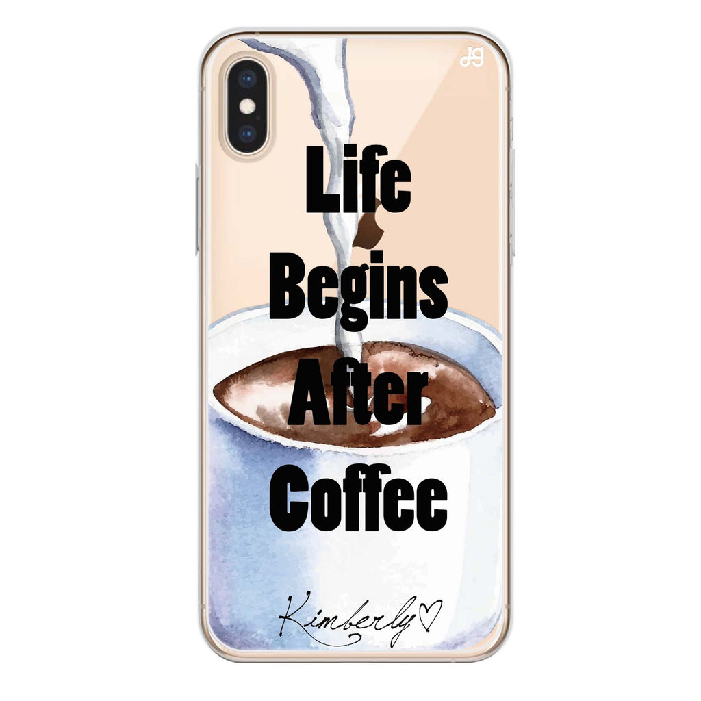 Life begins after coffee iPhone X 水晶透明保護殼