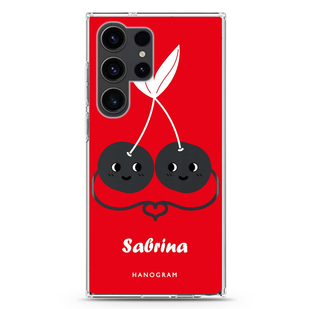 Lovely Cherries II Samsung Galaxy Ultra 可加名字透明保護殼，適用 S26/S25/S24/S23 Ultra，圖1