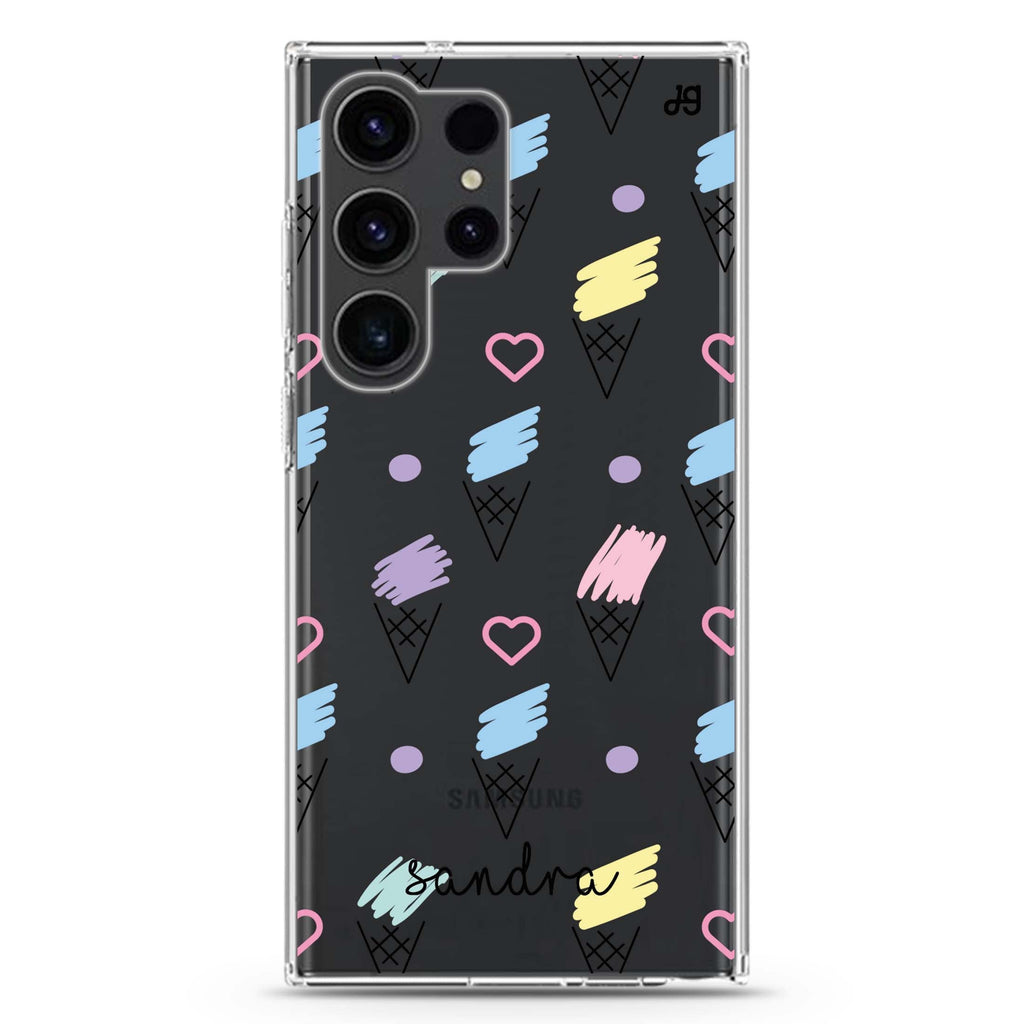 Ice cream Pattern Samsung Galaxy Ultra 可加名字透明保護殼，適用 S26/S25/S24/S23 Ultra，圖1