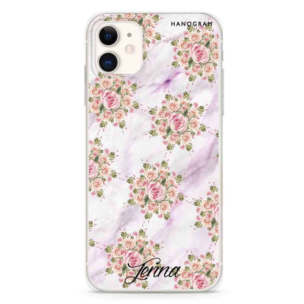 Floral & White Marble iPhone 11 水晶透明保護殼