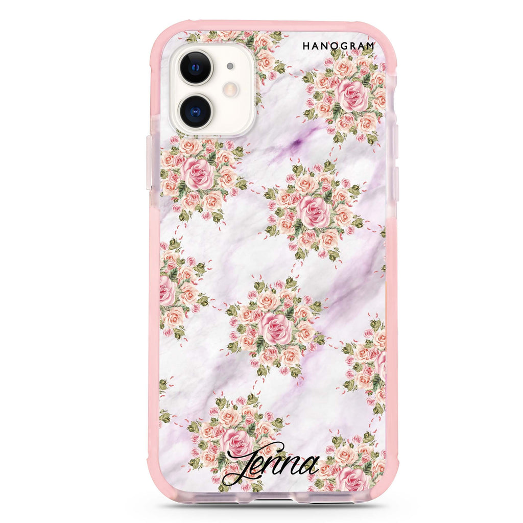 Floral & White Marble iPhone 11 吸震防摔保護殼