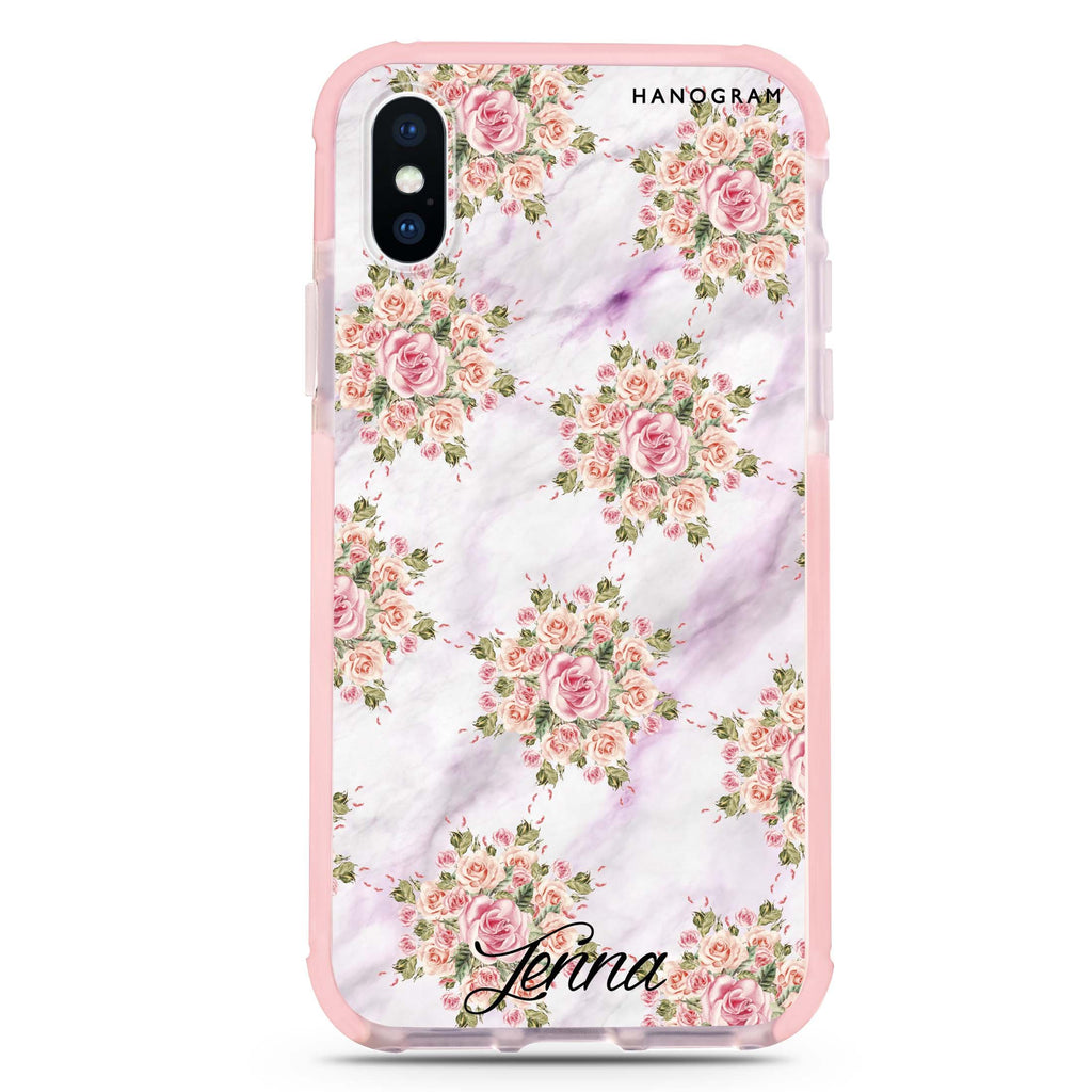 Floral & White Marble iPhone XS Max 吸震防摔保護殼