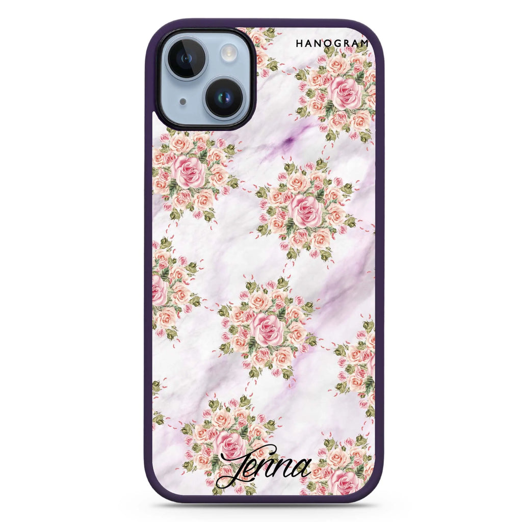 Floral & White Marble iPhone 14 Plus Magsafe 兼容防衝擊保護殼