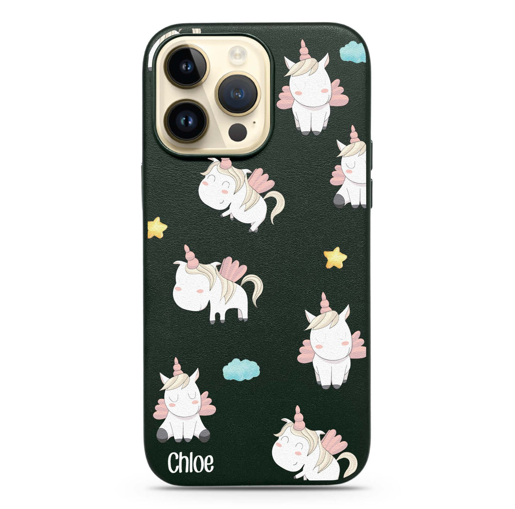 Baby Cute Unicorn Magsafe 兼容皮革保護殼