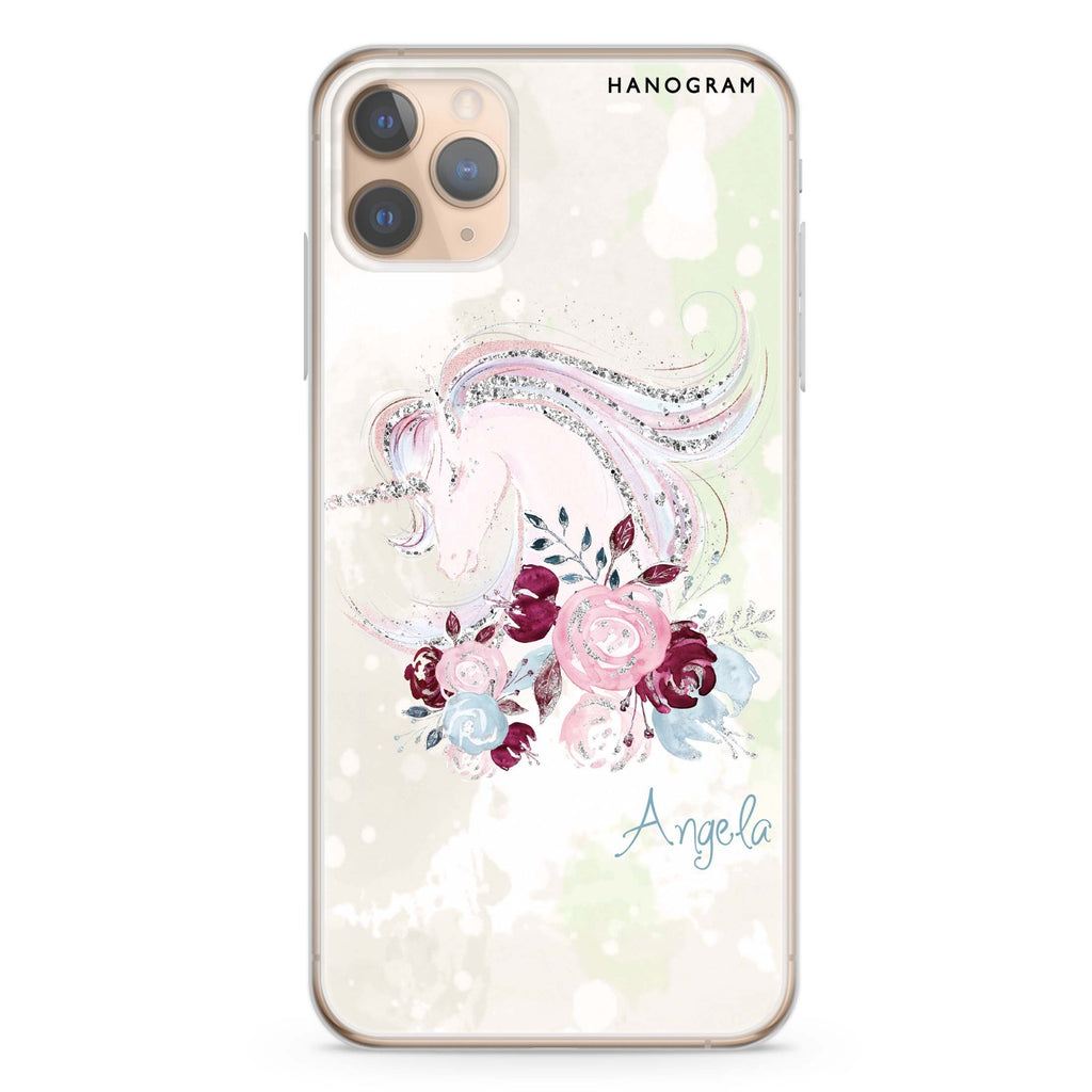 Unicorn & Floral iPhone 11 Pro Max 水晶透明保護殼