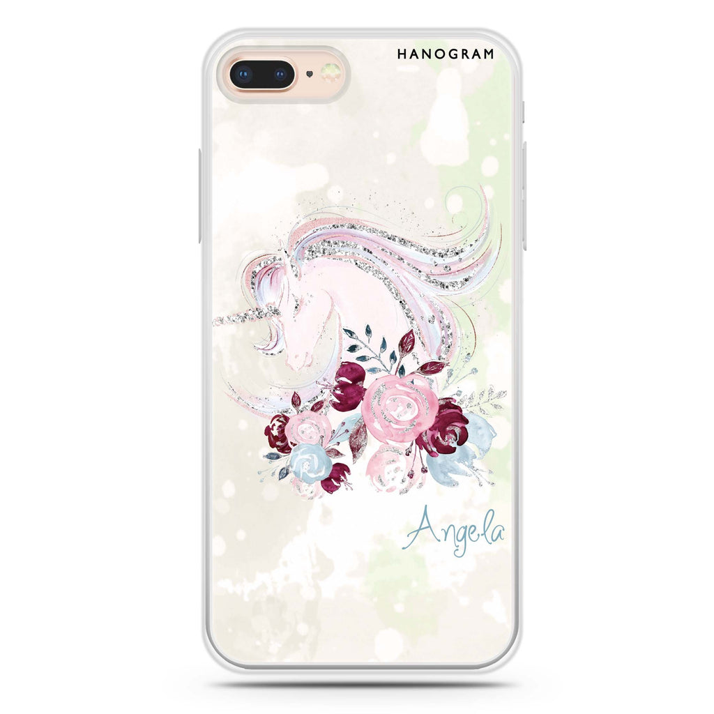 Unicorn & Floral iPhone 8 Plus 水晶透明保護殼