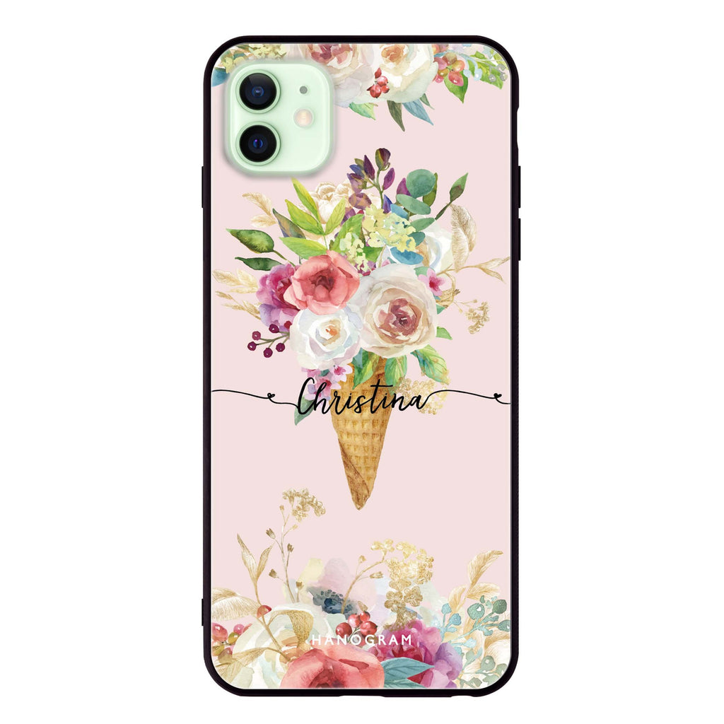Ice cream floral iPhone 12 mini 超薄強化玻璃殻