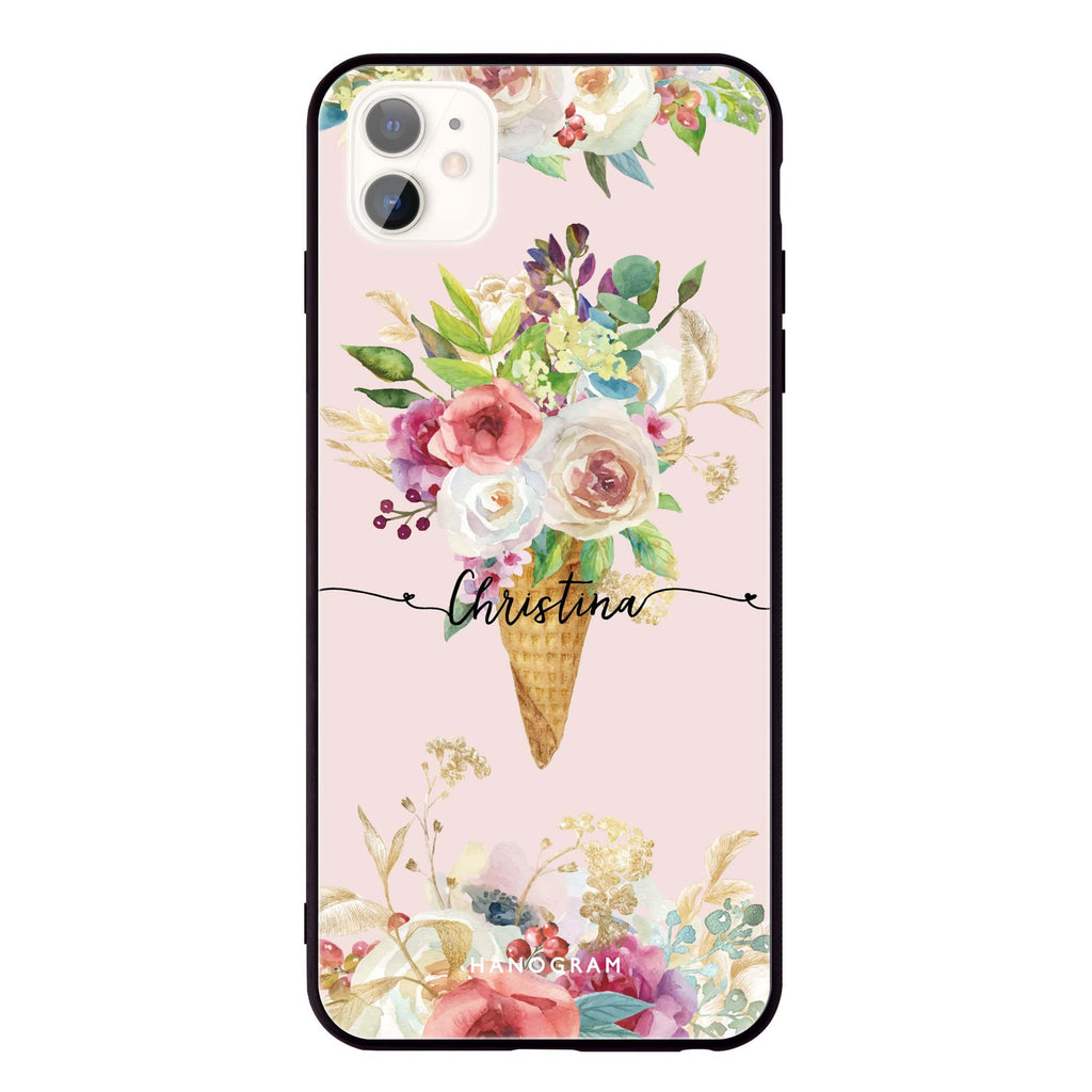 Ice cream floral iPhone 11 超薄強化玻璃殻