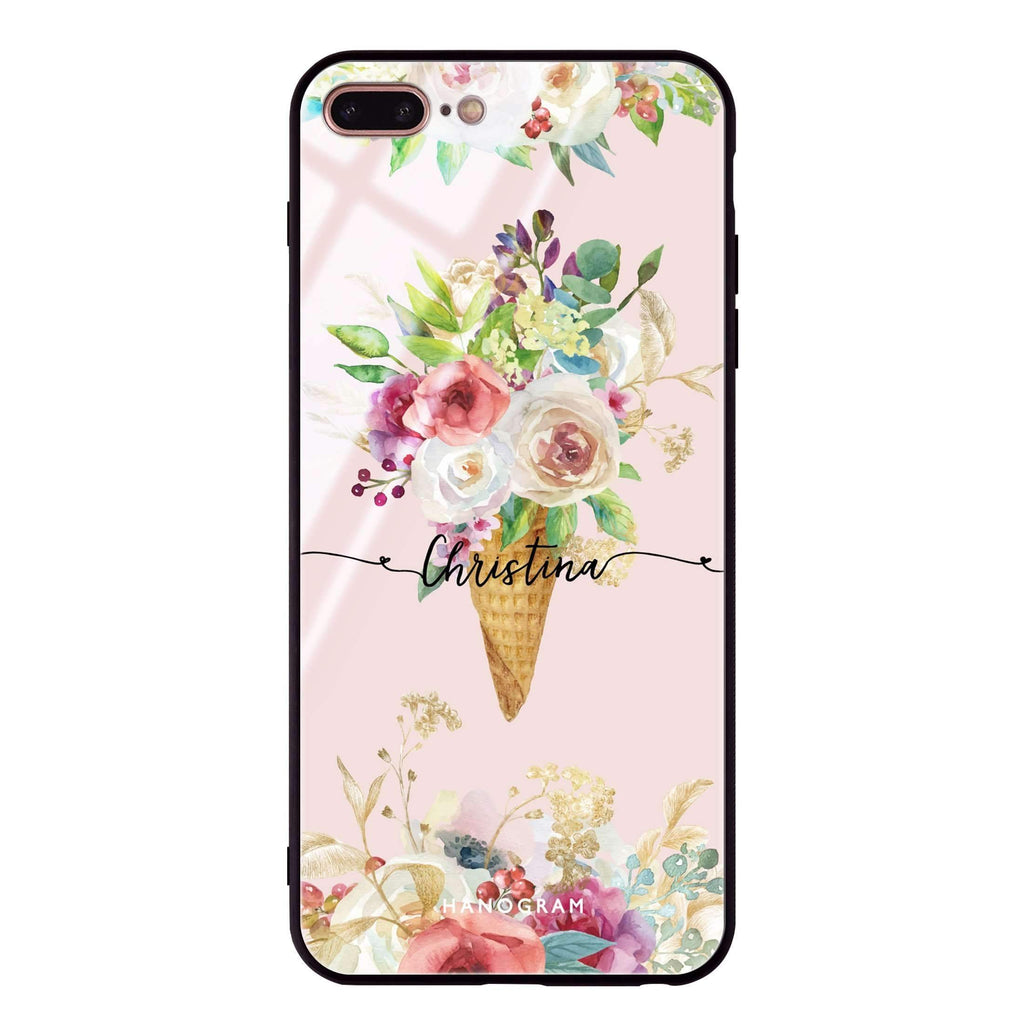 Ice cream floral iPhone 8 Plus 超薄強化玻璃殻
