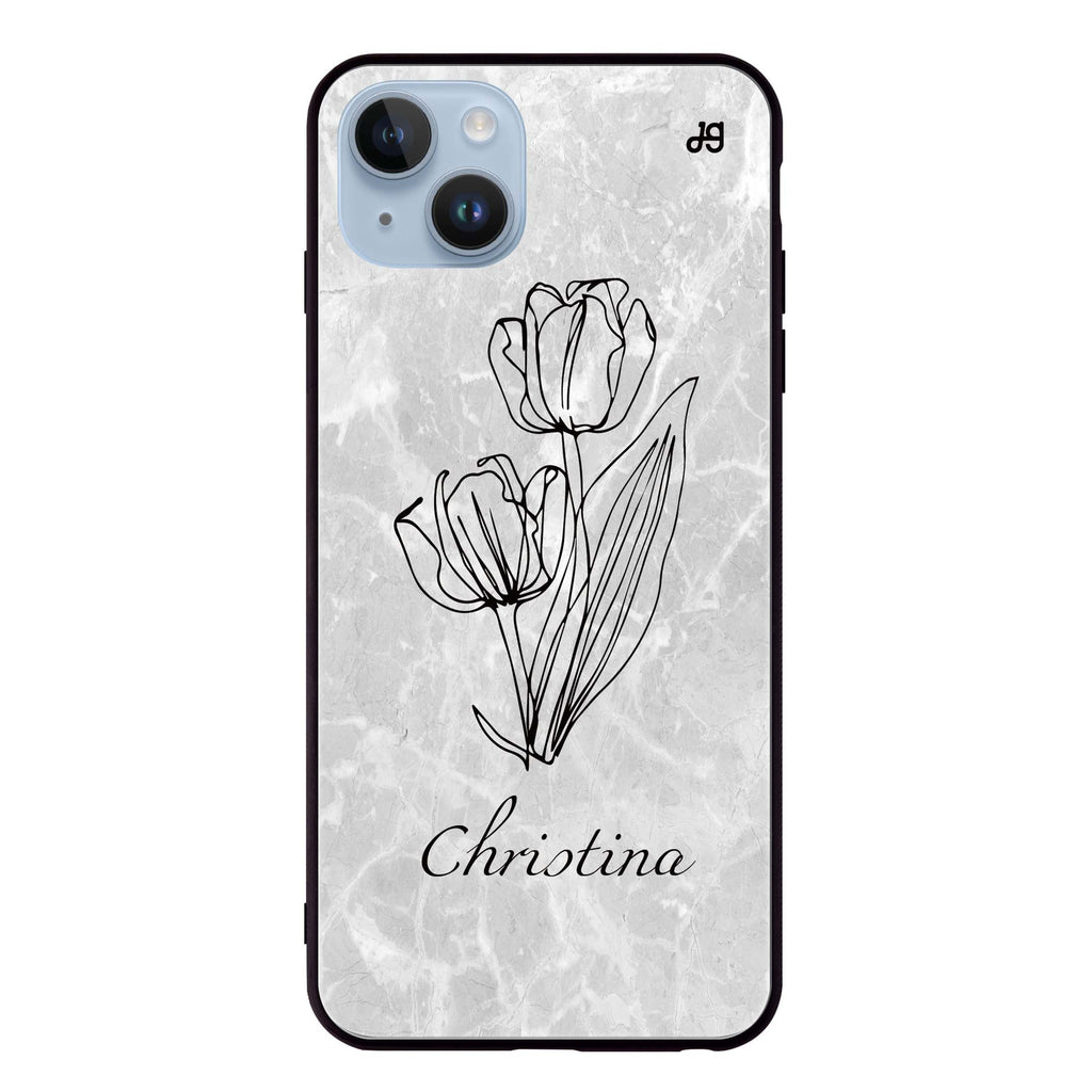 Marble And Exquisite Flowers iPhone 13 Mini 超薄強化玻璃殻