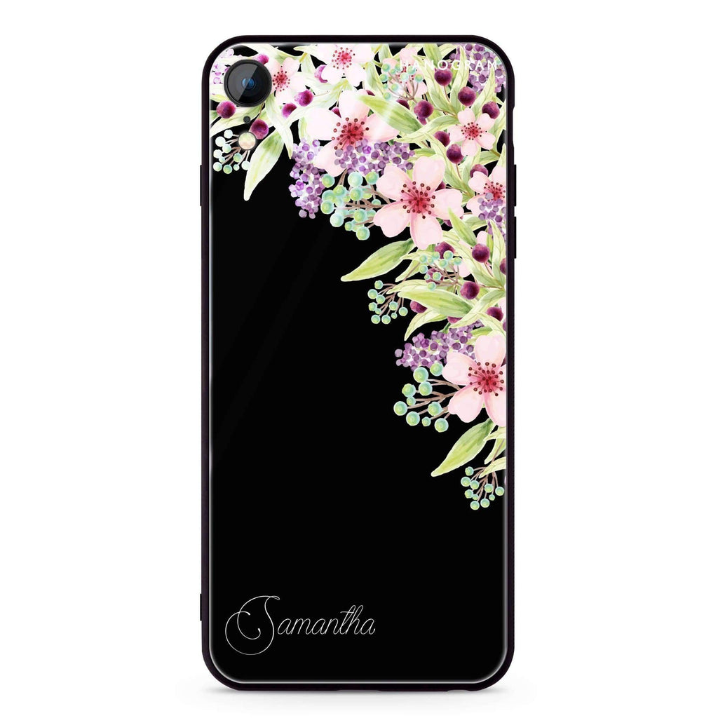 Pink Flowers iPhone XR 超薄強化玻璃殻
