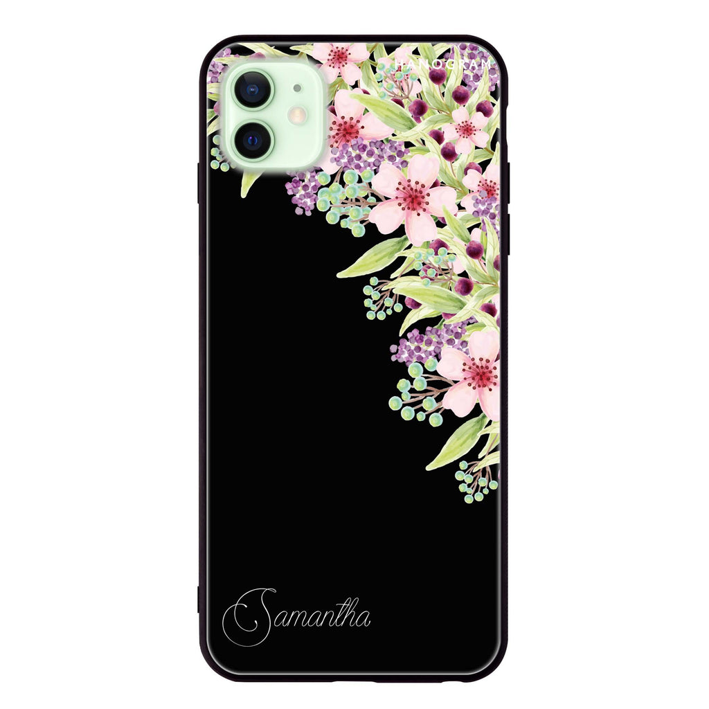 Pink Flowers iPhone 12 mini 超薄強化玻璃殻