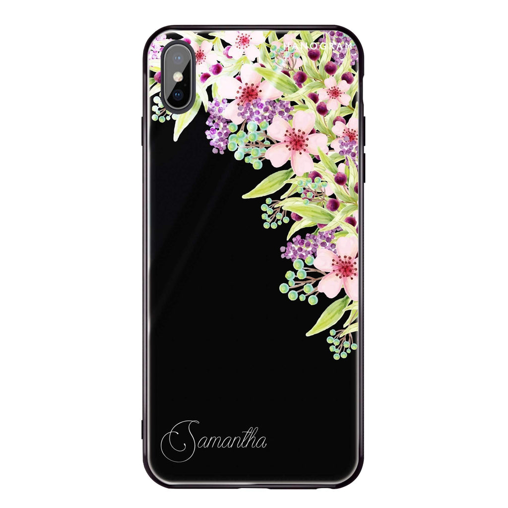 Pink Flowers iPhone X 超薄強化玻璃殻