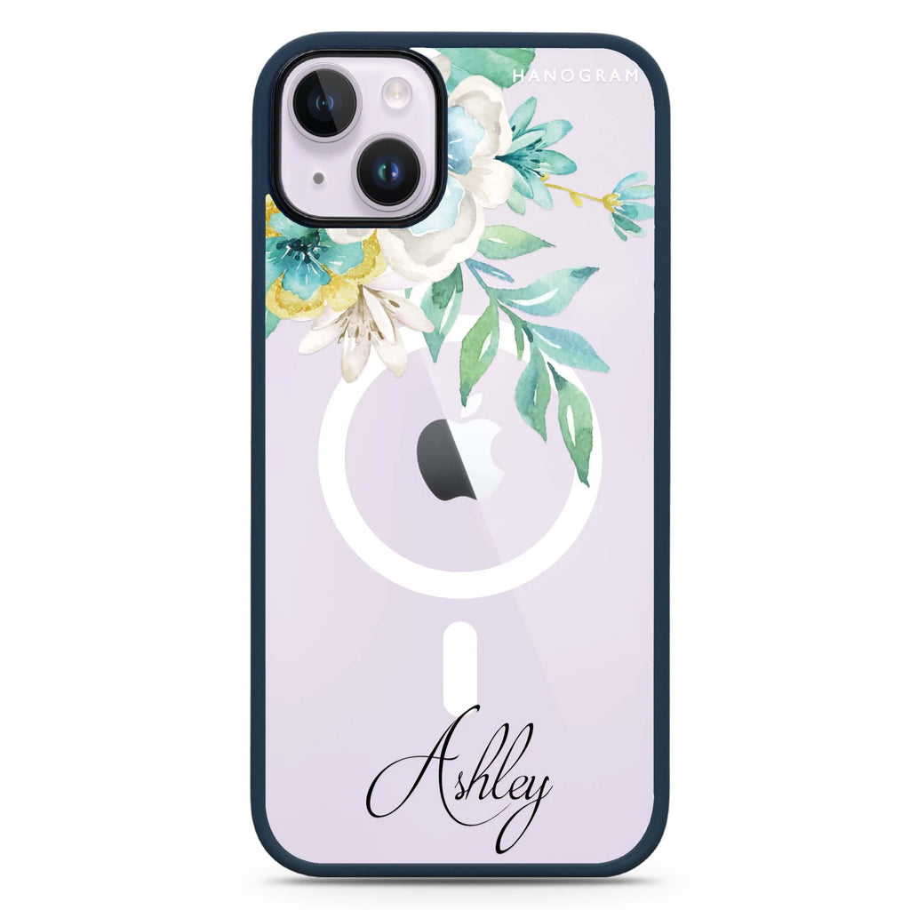 Watercolor Flowers iPhone 14 Plus Magsafe 兼容防衝擊保護殼
